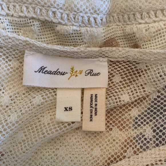 Anthropologie mesh top Y2K sheer Ivory Anja Floral Blouse Boho Lace Crochet XS - Picture 13 of 16